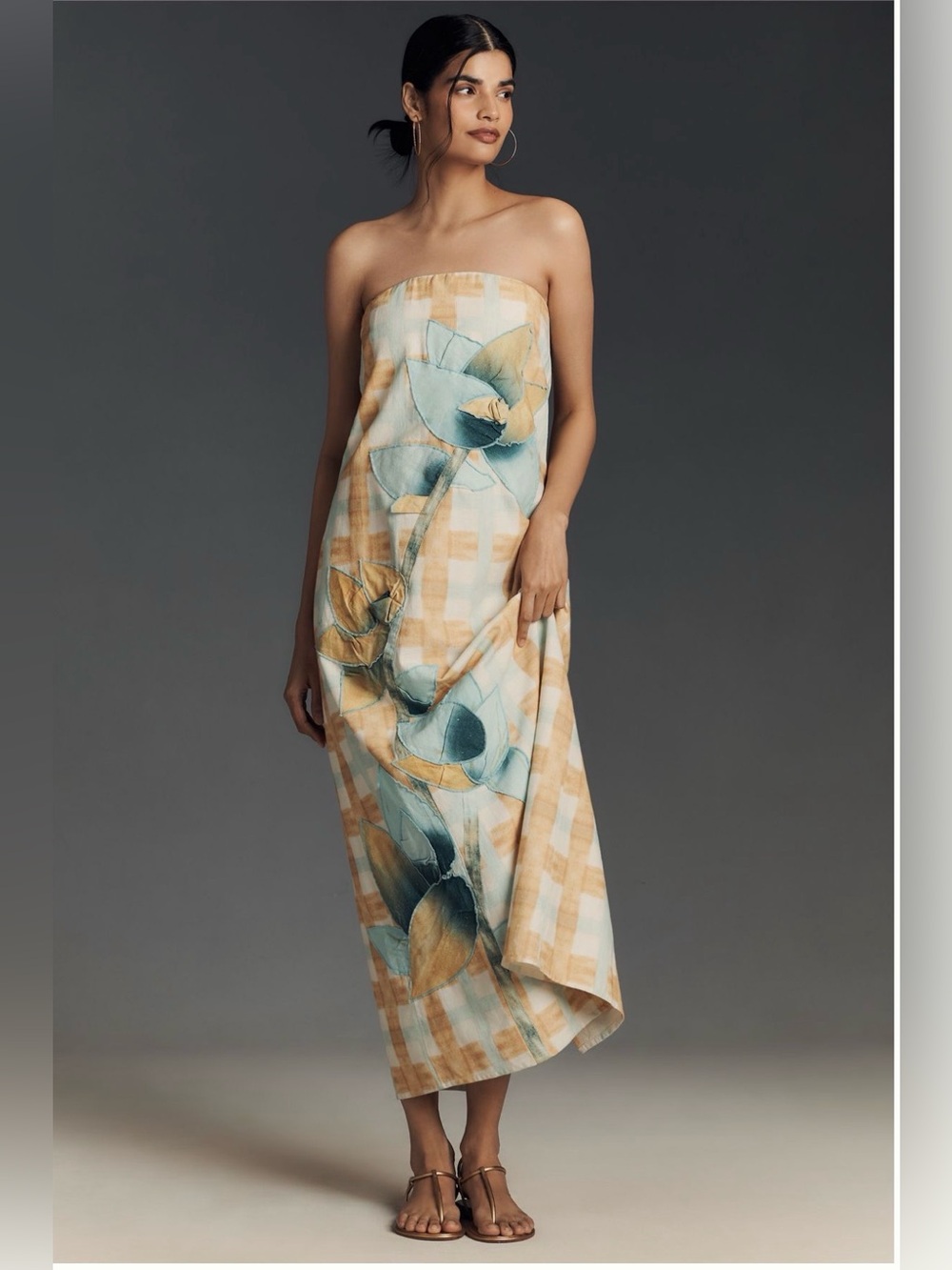 Anthropologie Strapless Cotton
Linen Dress Size Small NWOT